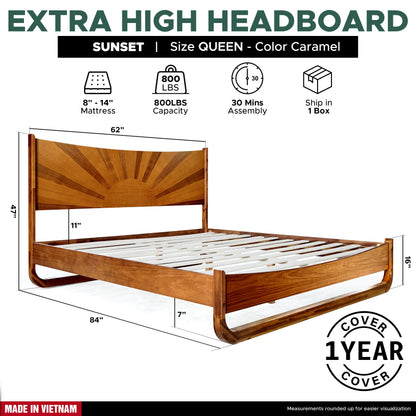 Rorns Sunset Platform Bed Frame With Headboard