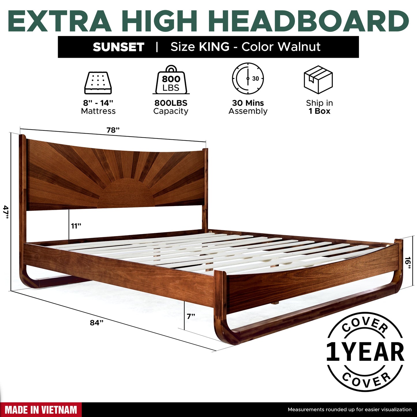 Rorns Sunset Platform Bed Frame With Headboard