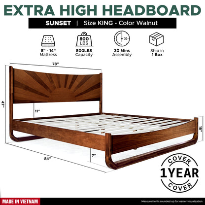 Rorns Sunset Platform Bed Frame With Headboard