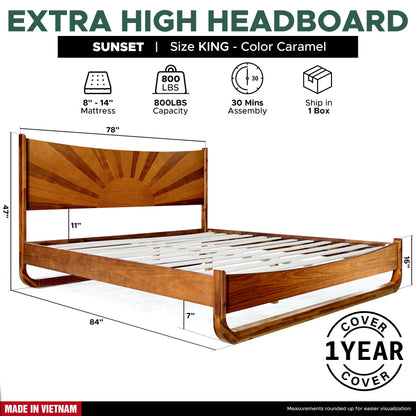 Rorns Sunset Platform Bed Frame With Headboard