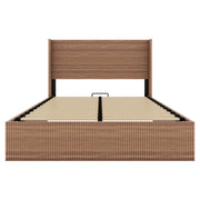 Large Grooved Undulating QueenSize Wooden Platform Bed Frame With Lift Storage - Fluent Trends