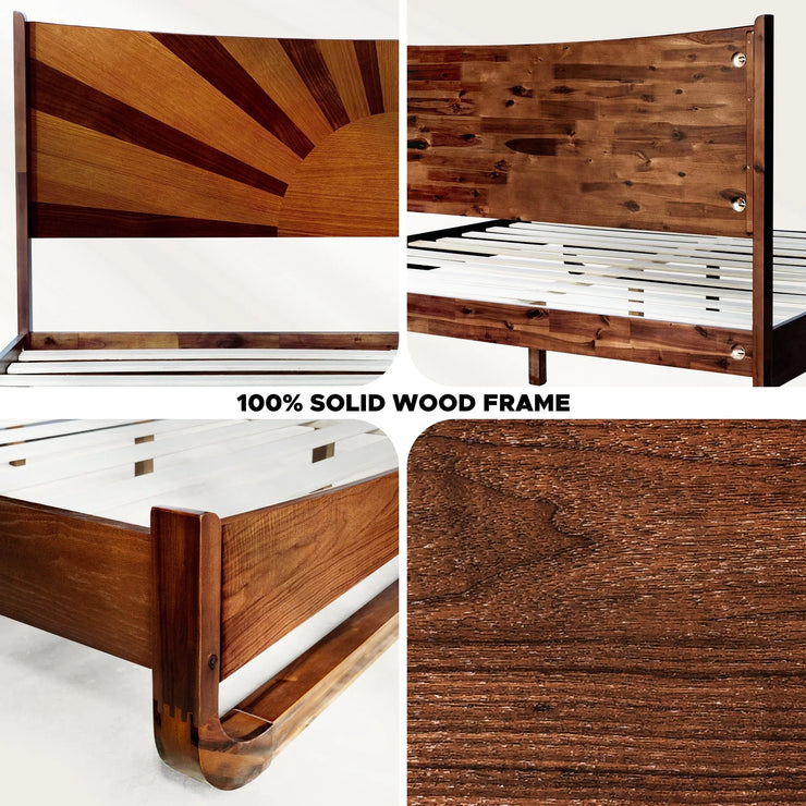 Rorns Sunset Platform Bed Frame With Headboard - Fluent Trends