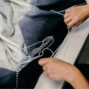 Ink Black White Ombre Textured Throw In Hand Spun Merino And Hand Stitched Hem - Fluent Trends Throw Blankets