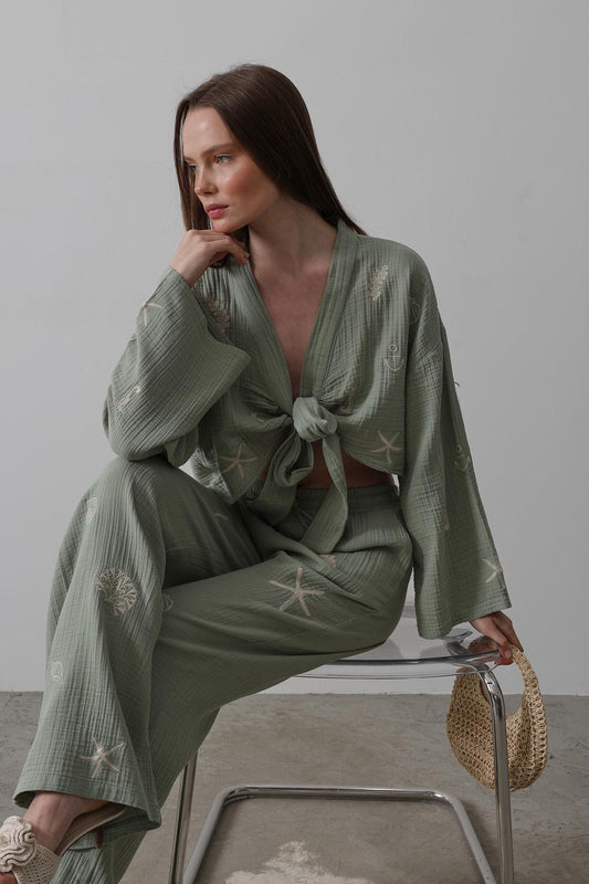 Boho Resort Wear – Tie Suits for Women with Shabby Chic Detail Soléa