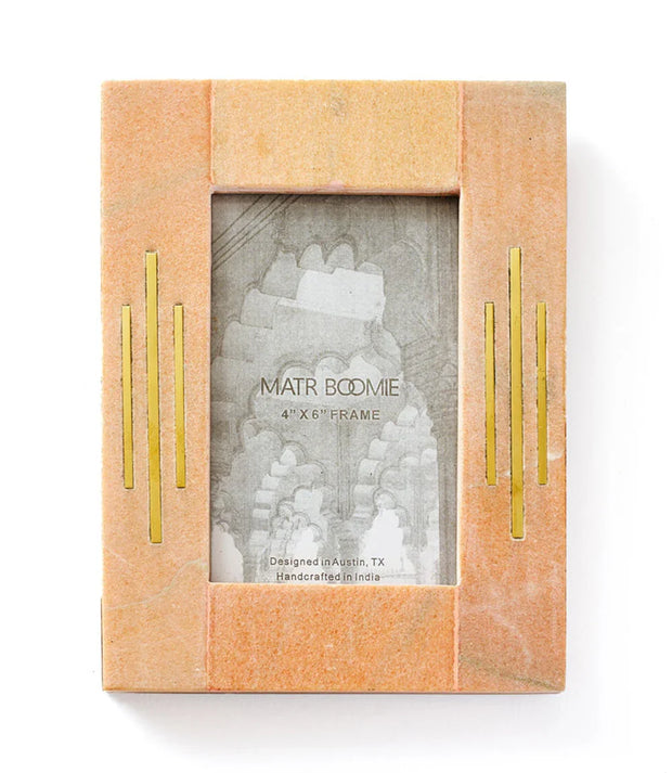 Jaipuri 4x6 Picture Frame - Pink Carved Marble - Fluent Trends