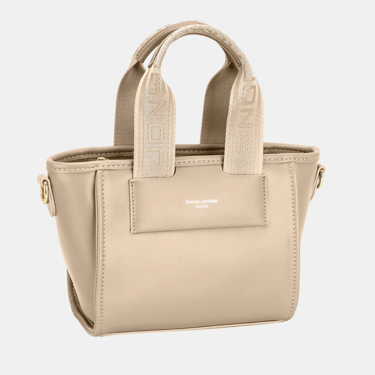 David Jones Small Handbag with Embossed Pattern Handles - Fluent Trends Tote Top Handle Bag