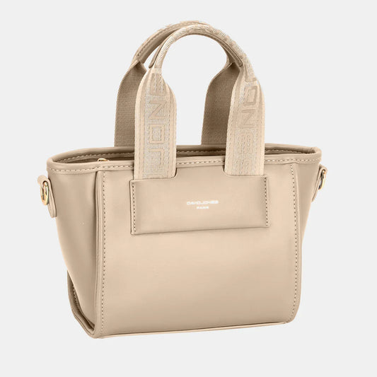 David Jones Small Handbag with Embossed Pattern Handles - Fluent Trends Tote Top Handle Bag