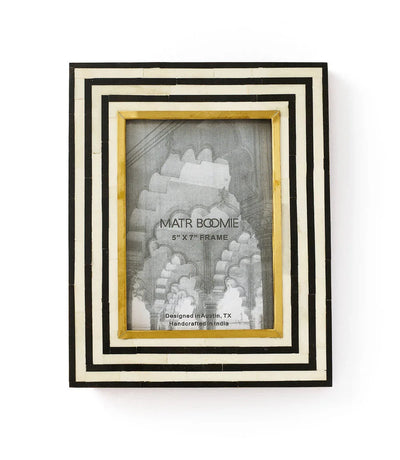 Rajiva 5x7 Black & Cream Picture Frame - Hand Carved Bone - Fluent Trends