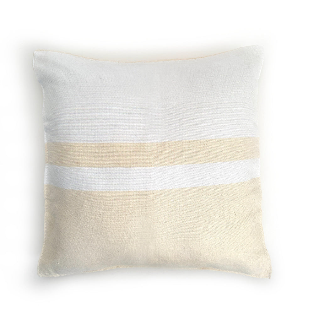 Woven Block Pillow Case - Natural with Natural Powered by People