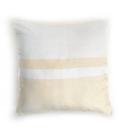 Woven Block Pillow Case - Natural with Natural Powered by People