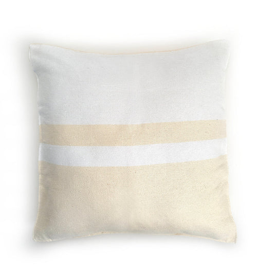 Woven Block Pillow Case - Natural with Natural Powered by People