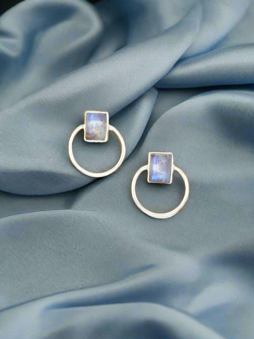 Midnight Loop Studs - Moonstone