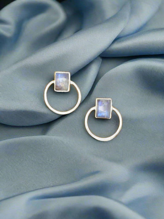 Midnight Loop Studs - Moonstone
