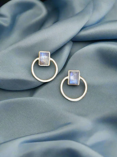 Midnight Loop Studs - Moonstone - Fluent Trends