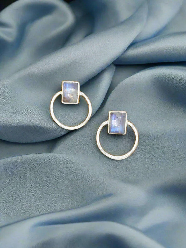 Midnight Loop Studs - Moonstone - Fluent Trends