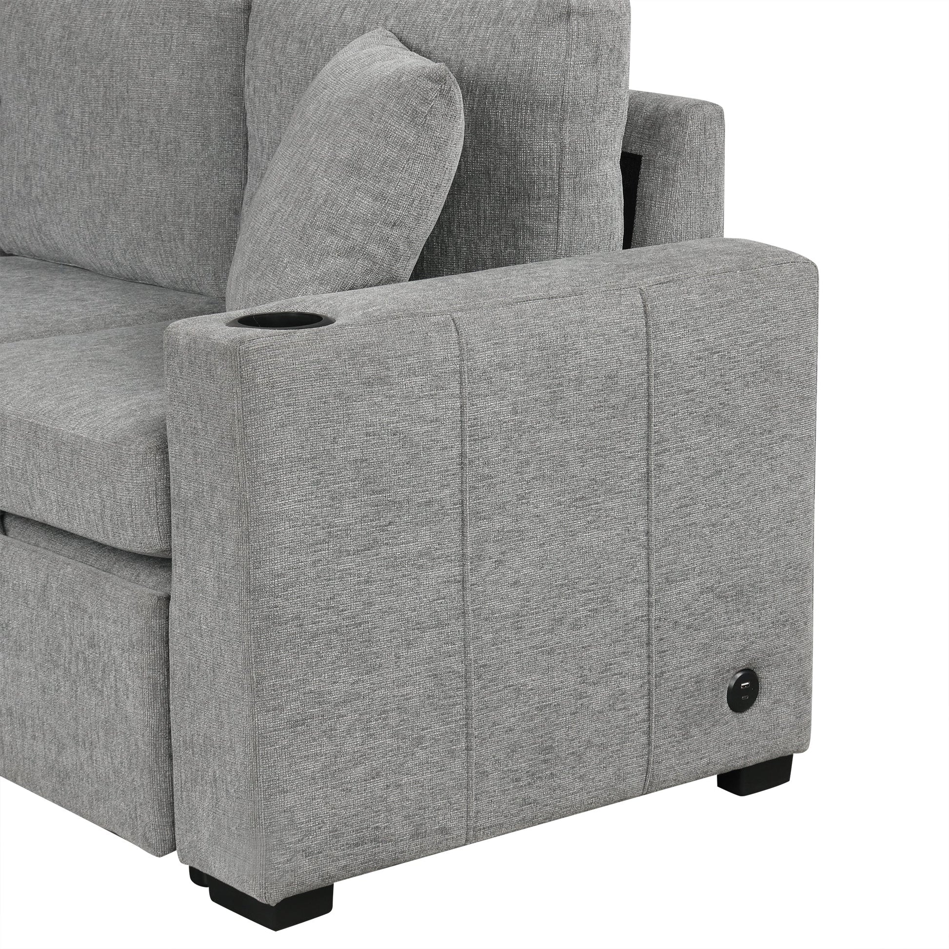 109.1' Sectional Sofa Convertible Pull-out Sofa Bed with Storage Ottoman Streamdale Furniture