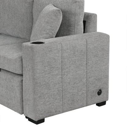 109.1' Sectional Sofa Convertible Pull-out Sofa Bed with Storage Ottoman Streamdale Furniture