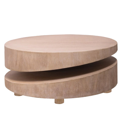 Modern Round Wood Coffee Table - 31.3" Natural Finish Accent Table - Fluent Trends