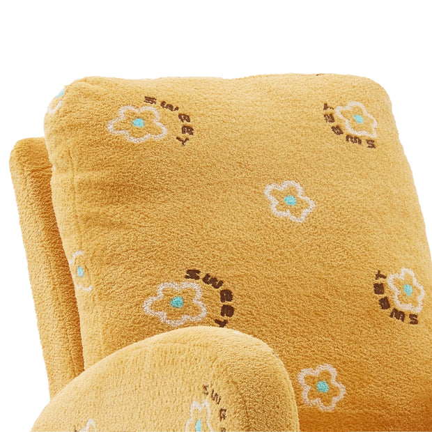 Modern Nursery Rocking Chair Mid Century Accent with Side Pocket Mustard Boucle Upholstered High Back - Fluent Trends