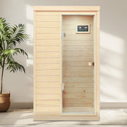 Natural Hemlock Wood | Mini One Person | Right Door Far Infrared Sauna - Fluent Trends