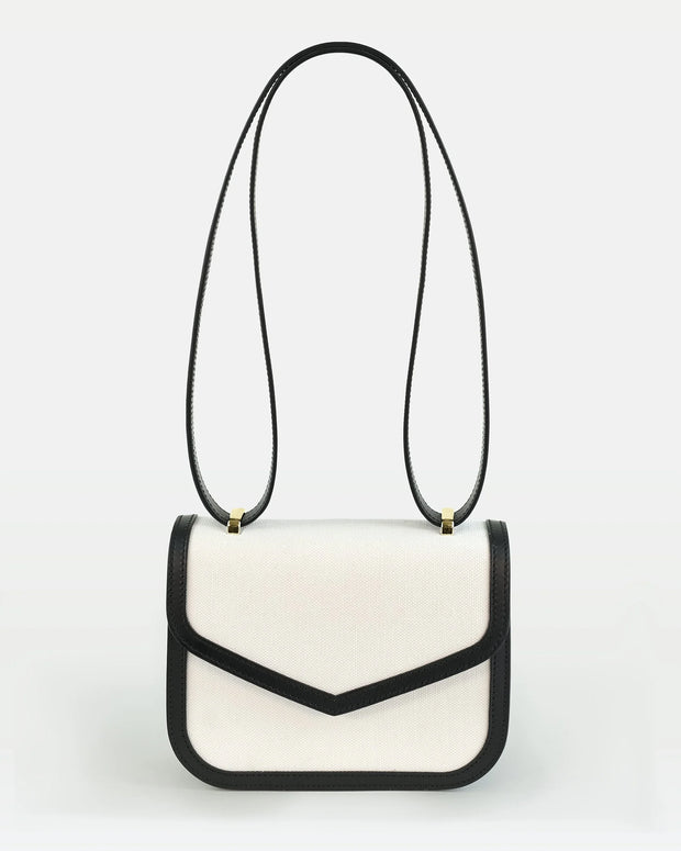 Maya crossbody bag in vegetable calfskin leather and canvas - Fluent Trends 