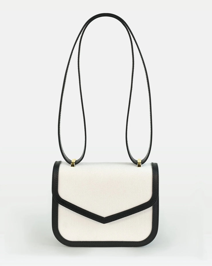 Maya crossbody bag in vegetable calfskin leather and canvas - Fluent Trends 