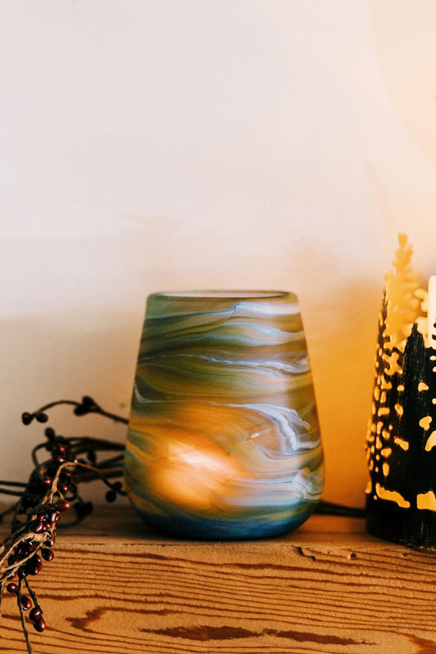 Desert Sands Phoenician Glass Votive | Candle Holder | Brown Striped - Fluent Trends