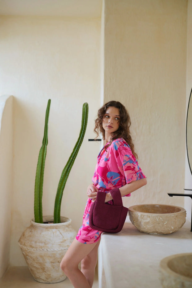 Mackenzie Knit Clutch in Maroon - Fluent Trends