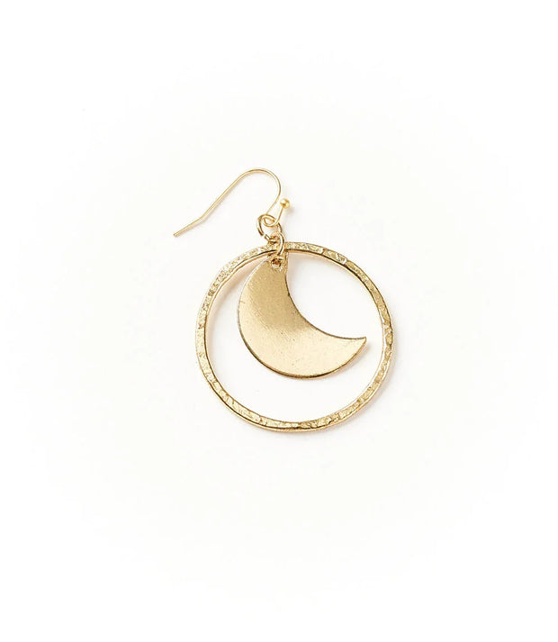 Diya Crescent Moon Gold Hoop Dangle Earrings - Fluent Trends