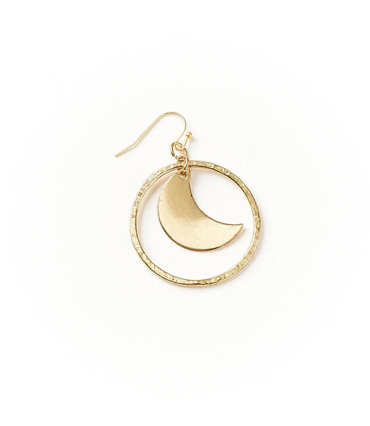 Diya Crescent Moon Gold Hoop Dangle Earrings - Fluent Trends