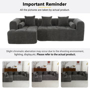 Modern Grey Modular Sectional Sofa with Deep Seating and Side Pockets in Chenille Fabric - Fluent Trends