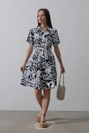 Rey Printed Dress — Multicolor Abstract - Fluent Trends