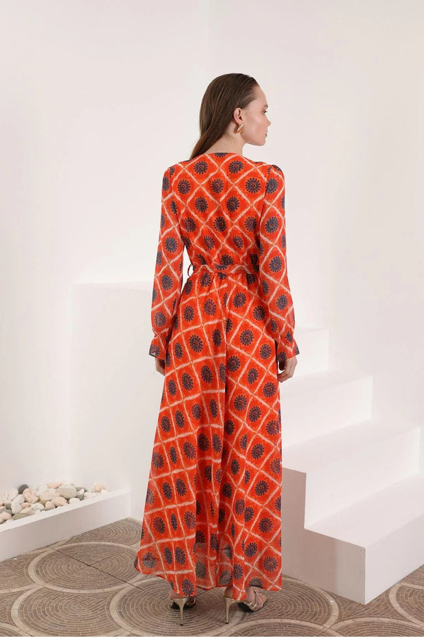 Sun Print Chiffon Dress - Fluent Trends