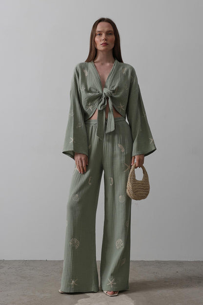 Boho Resort Wear – Tie Suits for Women with Shabby Chic Detail Soléa