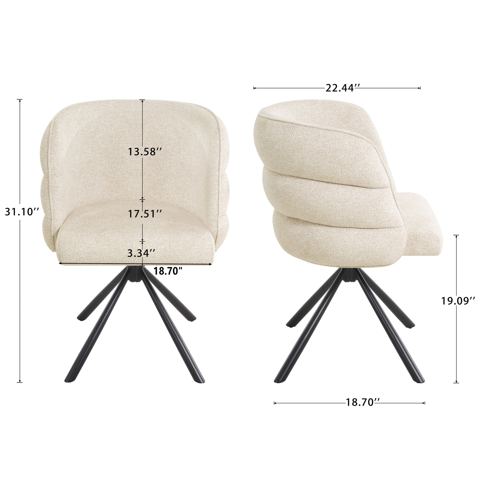 270° Swivel Home Office Desk Chairs Set of 2 Beige Streamdale Furniture