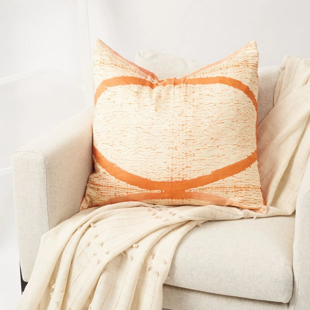 Arc Coral Hand Crafted Shibori Print Mulberry Silk Pillow - Fluent Trends