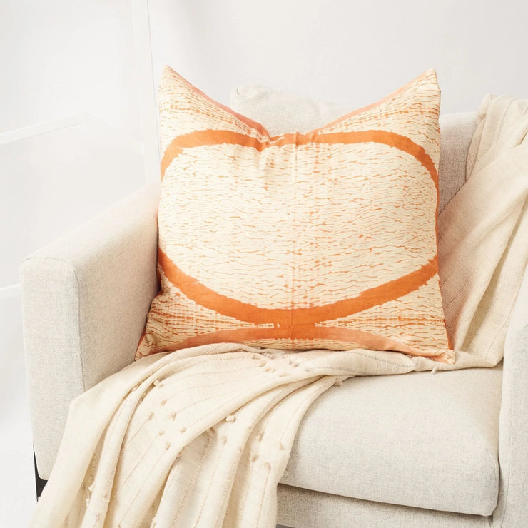 Arc Coral Hand Crafted Shibori Print Mulberry Silk Pillow - Fluent Trends