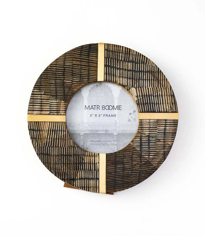 Kerala 3x3 Picture Frame - Carved Horn, Brass Inlay - Fluent Trends