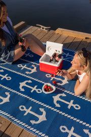 Anchor Blue & White Outdoor Mat / Rug - Fluent Trends