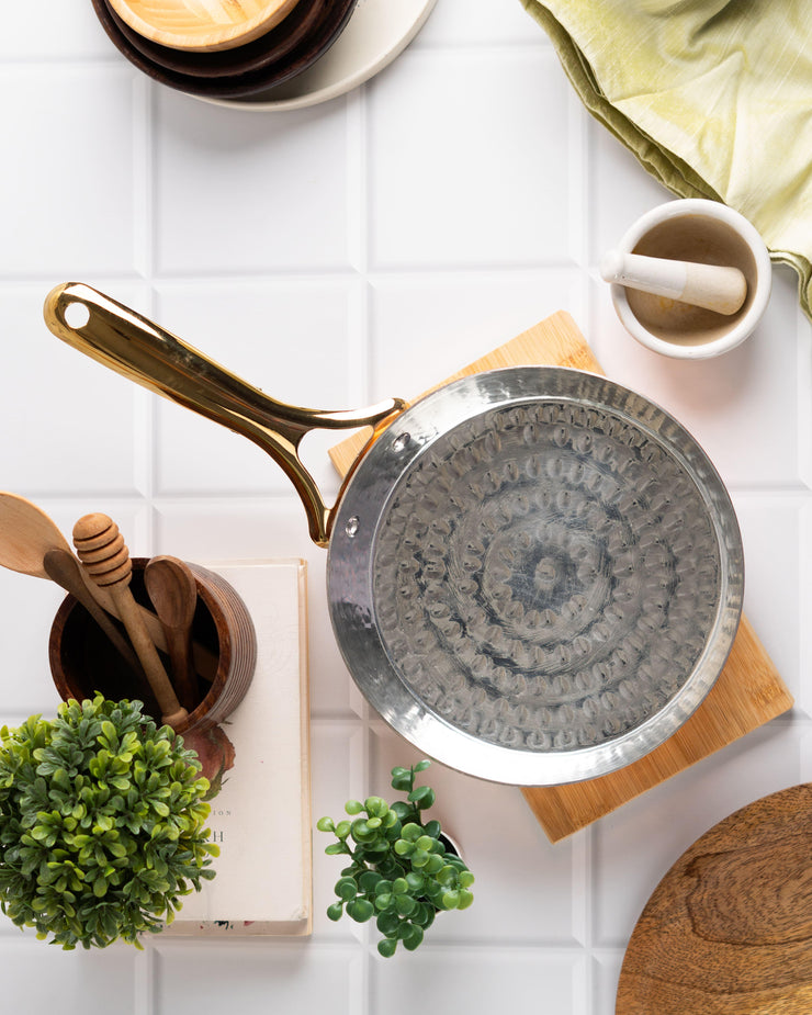 Copper Frying Pan with Brass Handle - Non-Stick Saute Pan - Fluent Trends Frying Pan