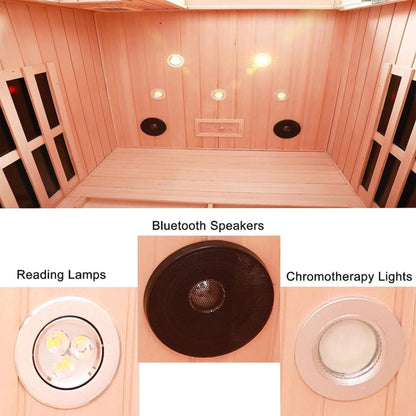 Premium 2-Person Low EMF FAR-Infrared Heat Wood Home Personal Spa Sauna With Ceramic Heaters - Fluent Trends