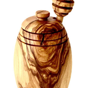Olive Wood Honey Pot w/Honey Dipper