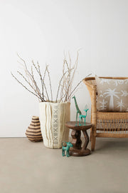 Keiskamma Natural White Linen & Silk Embroidered Throw Pillow - Fluent Trends