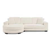 Modern Corduroy Tufted Sleeper Sectional Sofa - Modular L-Shape, Beige - Fluent Trends