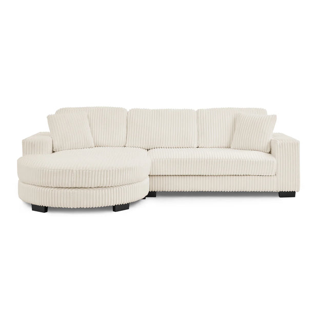 Modern Corduroy Tufted Sleeper Sectional Sofa - Modular L-Shape, Beige - Fluent Trends
