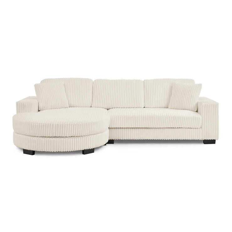 Modern Corduroy Tufted Sleeper Sectional Sofa - Modular L-Shape, Beige - Fluent Trends