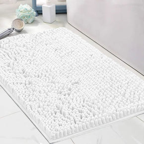 White Chenille Bath Mat Soft Bathroom Rug