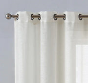 Beige Sheer Window Grommet Curtain Set - Fluent Trends
