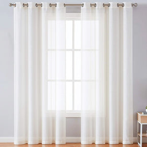 Beige Sheer Window Grommet Curtain Set