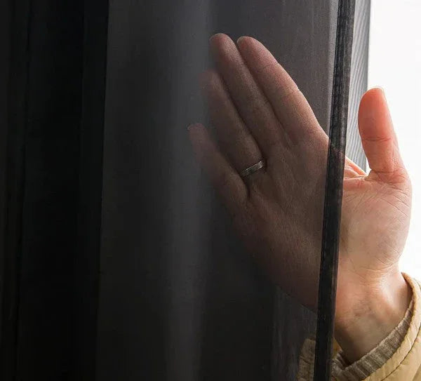 Black Sheer Window Grommet Curtain Set - Fluent Trends